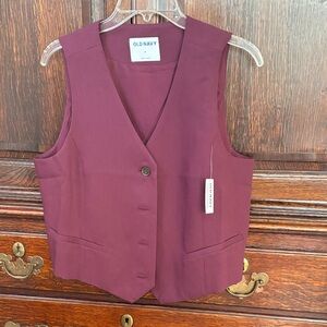 New Maroon Button-Up Vest with tags